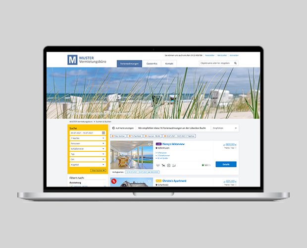 Webseite für Vermieter von Ferienunterkünften
